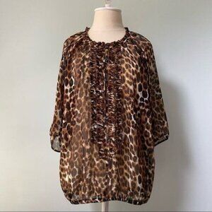 Express Sheer Animal Print Blouse Top
